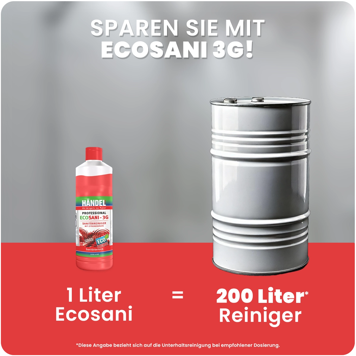 EcoSani 3G | 1L/10L | Konzentrat | Bester Profi Sanitärreiniger | desinfiziert Waschbecken und Armaturen