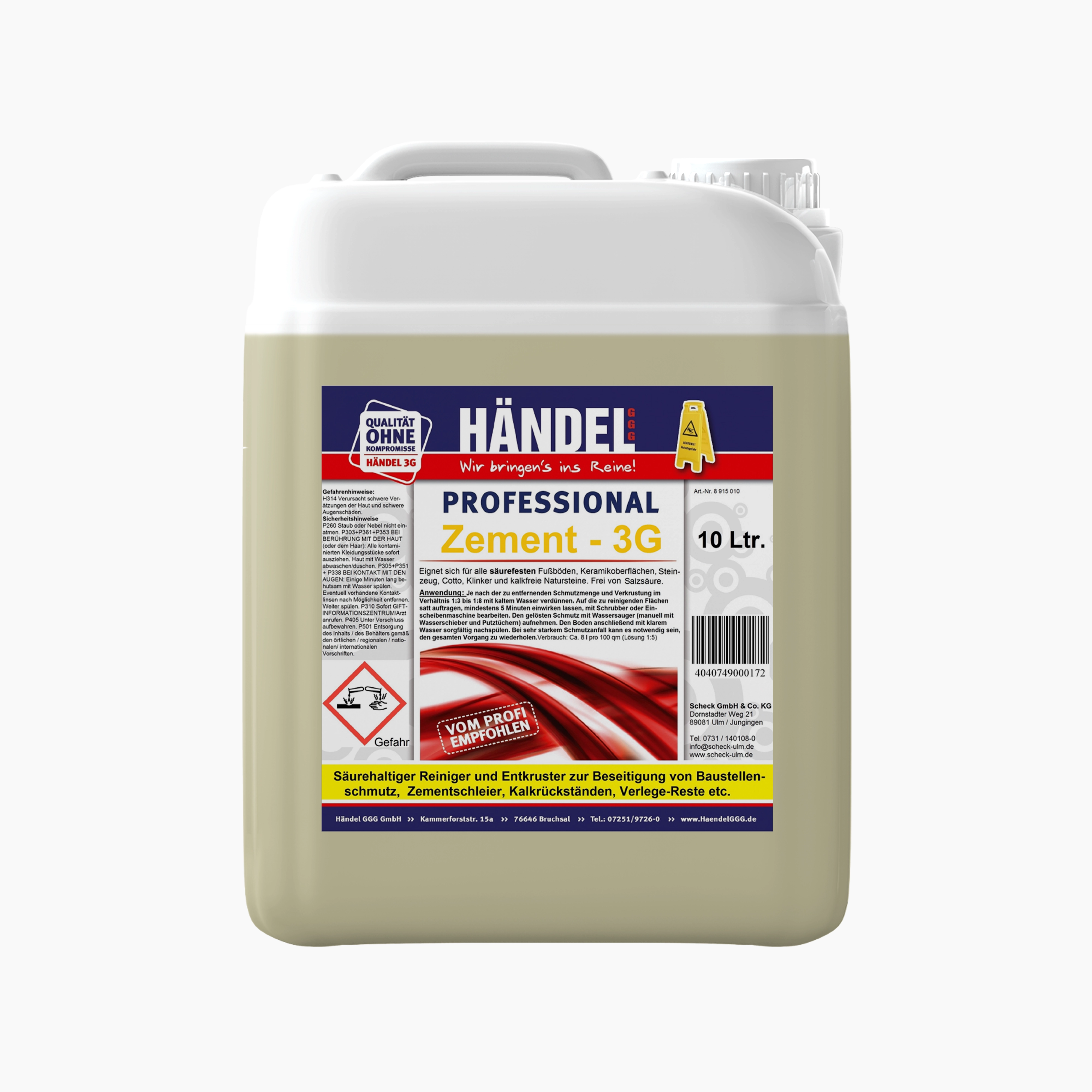 Zementschleierentferner 3G | 10 L | Reinigungsmittel gegen Zementschleier, Zementreste und vieles weitere Zementschleierentferner 3G | 10 L | Reinigungsmittel gegen Zementschleier, Zementreste und vieles weitere