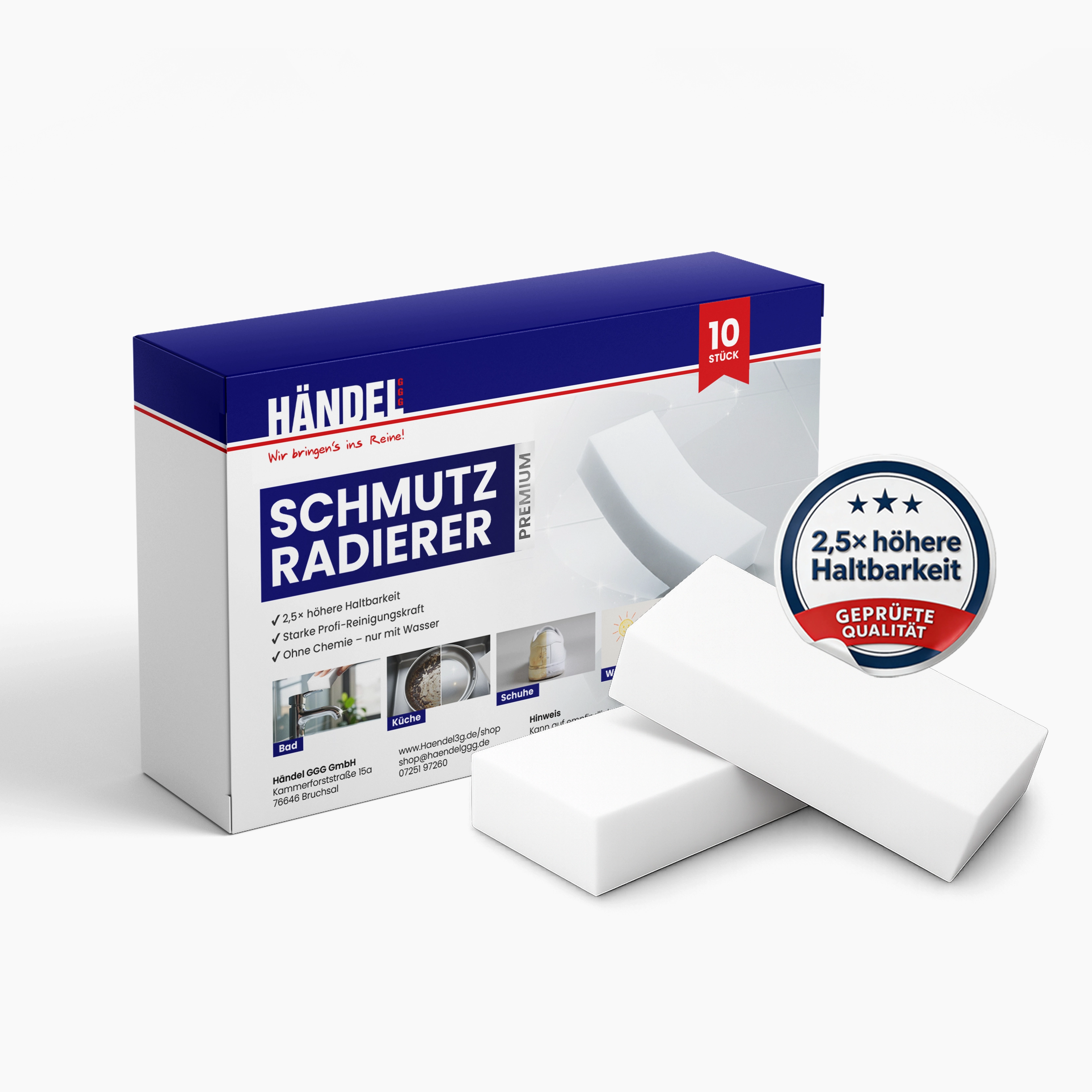 Premium Schmutzradierer weiß – 10er Pack | Melamin Reinigungsschwamm für hartnäckigen Schmutz