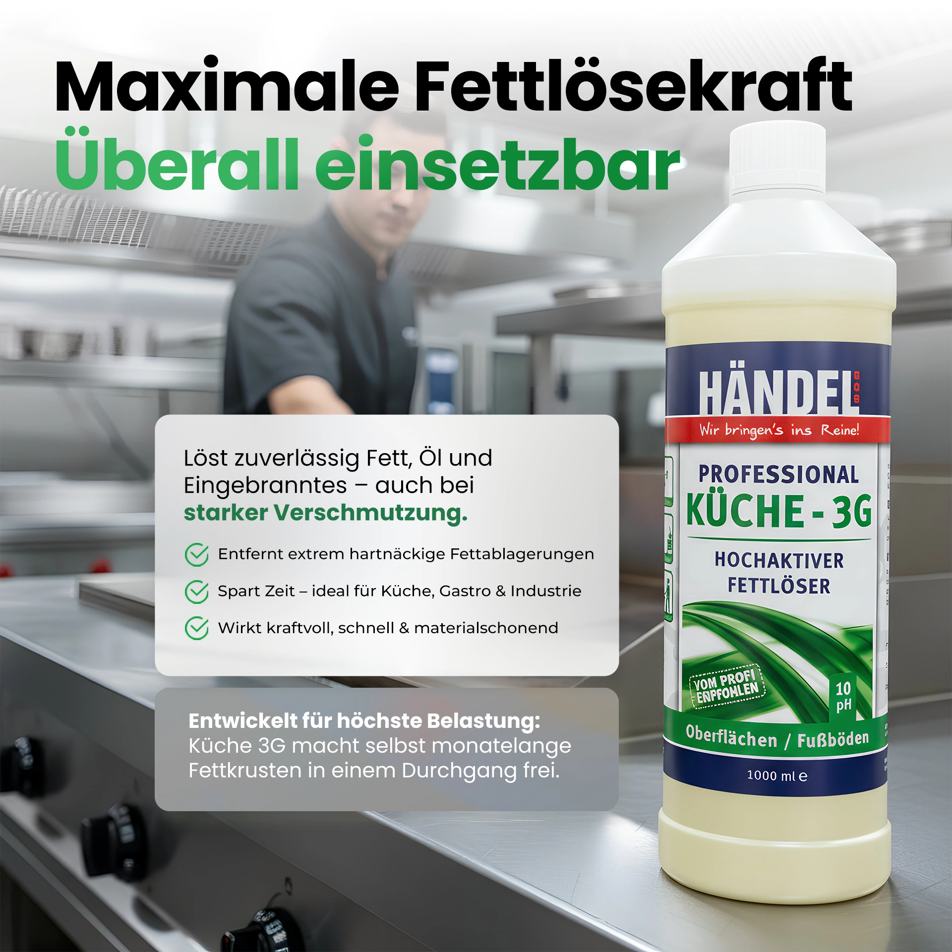 Küche 3G - Hochaktiver Fettlöser | 1L | Für Gastronomie und Küchen