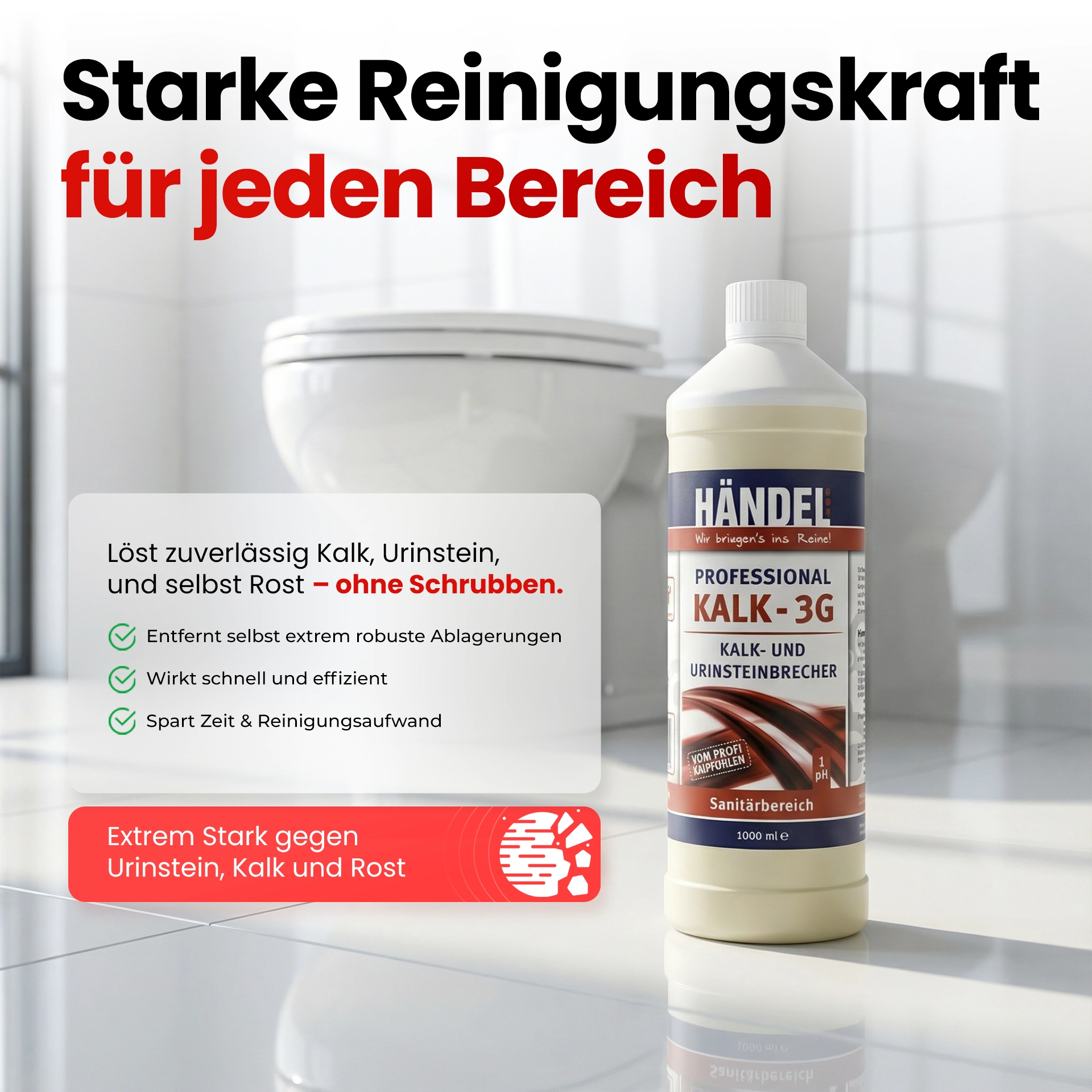 Kalk 3G - Urinsteinentferner | 1L | Entfernt hartnäckige Kalkflecken und Ablagerungen