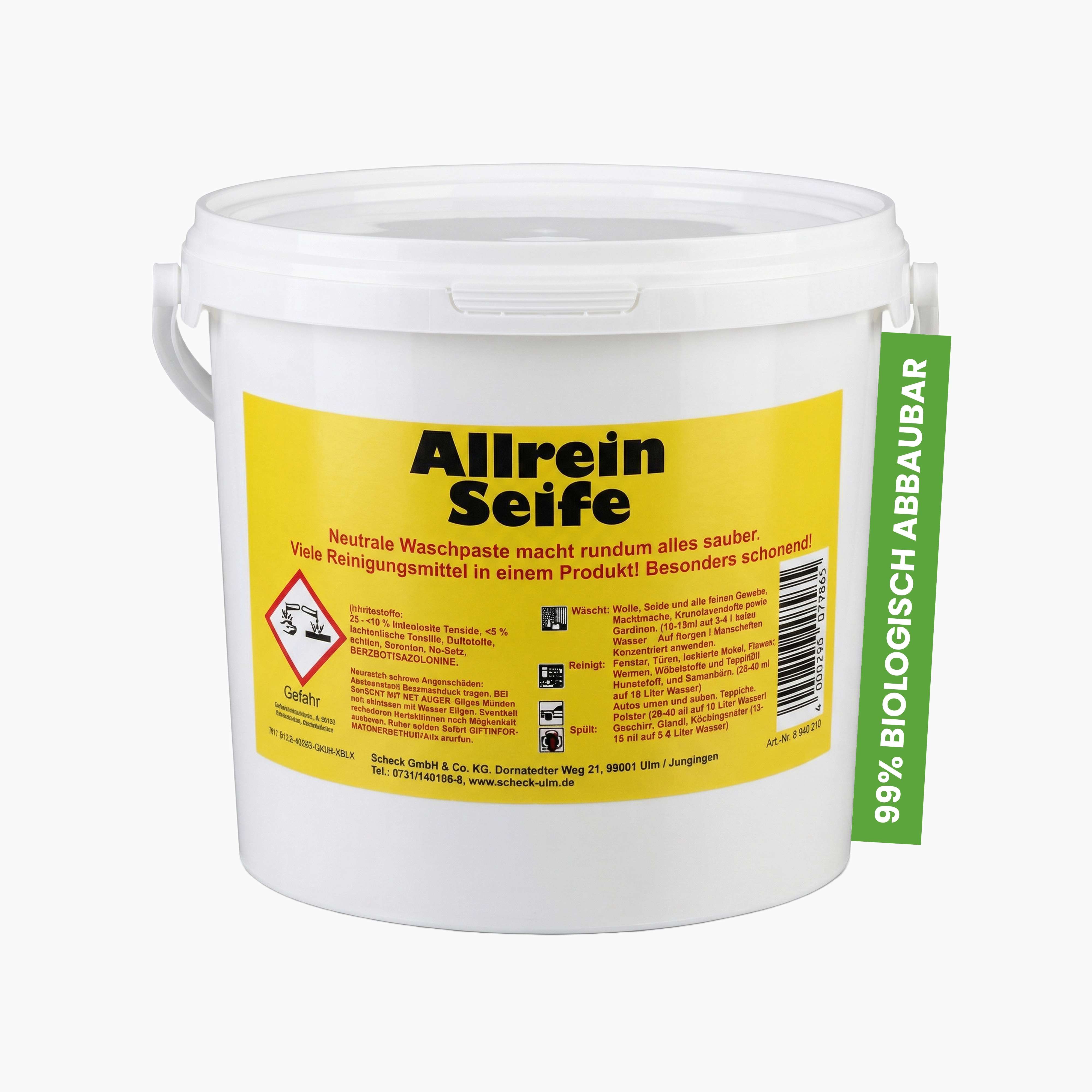 Allrein Seife | Universelle Reinigung für Haushalt, Auto & Textilien | Neutral & Hautschonend | 99 % biologisch abbaubar – 1 L / 5 L