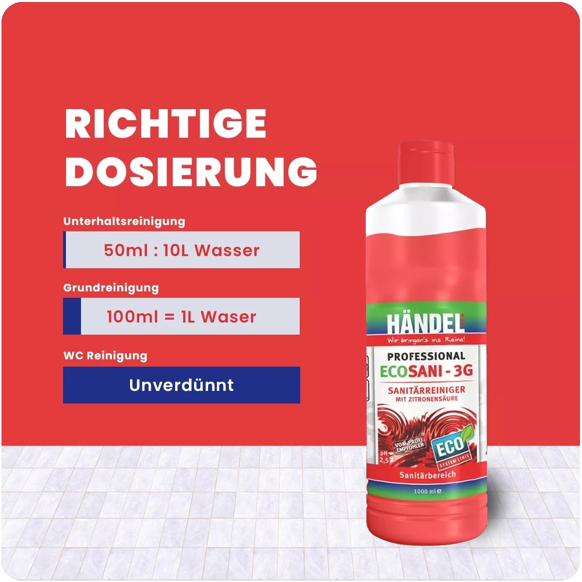 EcoSani 3G | 1L/10L | Konzentrat | Bester Profi Sanitärreiniger | desinfiziert Waschbecken und Armaturen