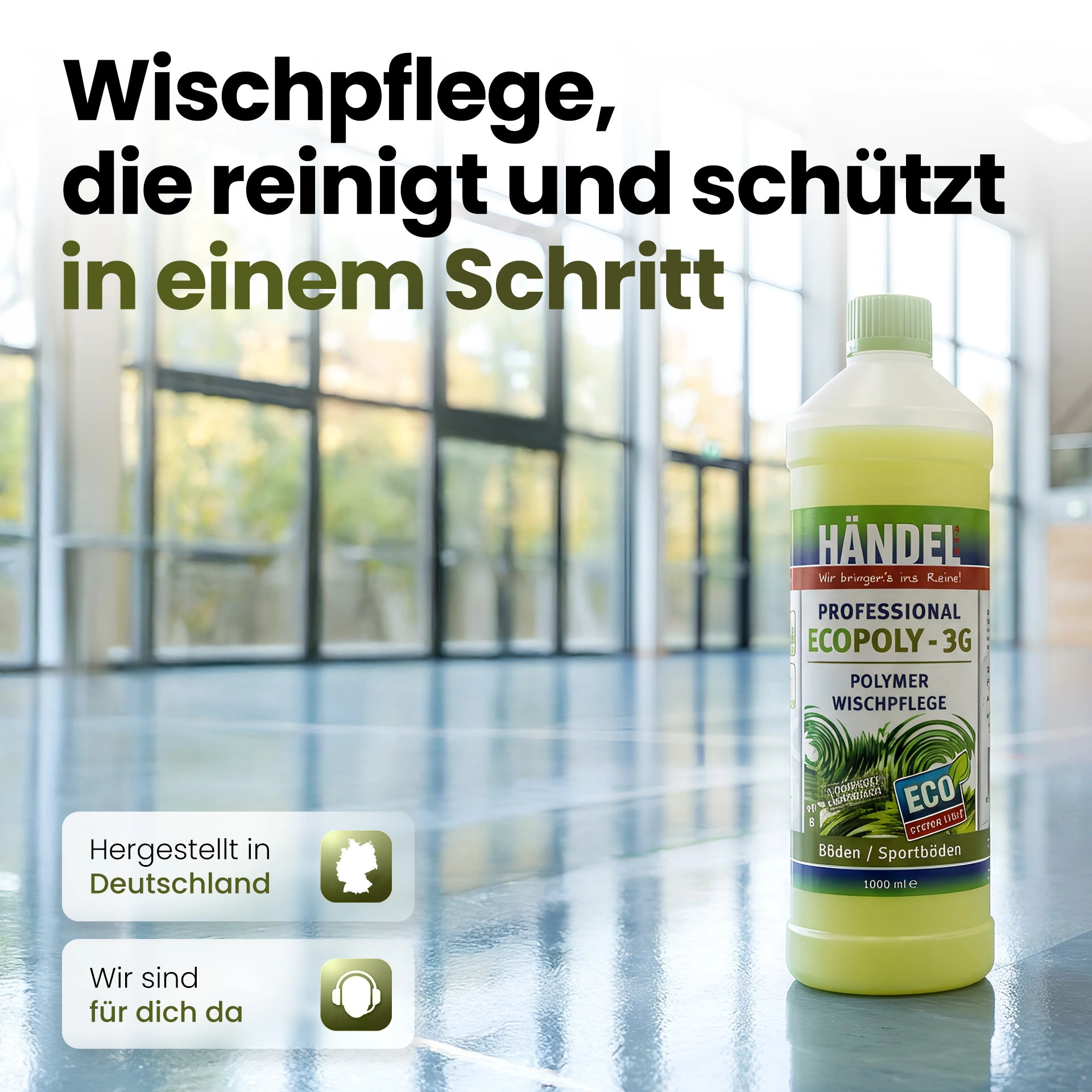 EcoPoly 3G - Polymer Wischpflege | 1L | Ausgezeichnete Reinigungs- und Pflegewirkung