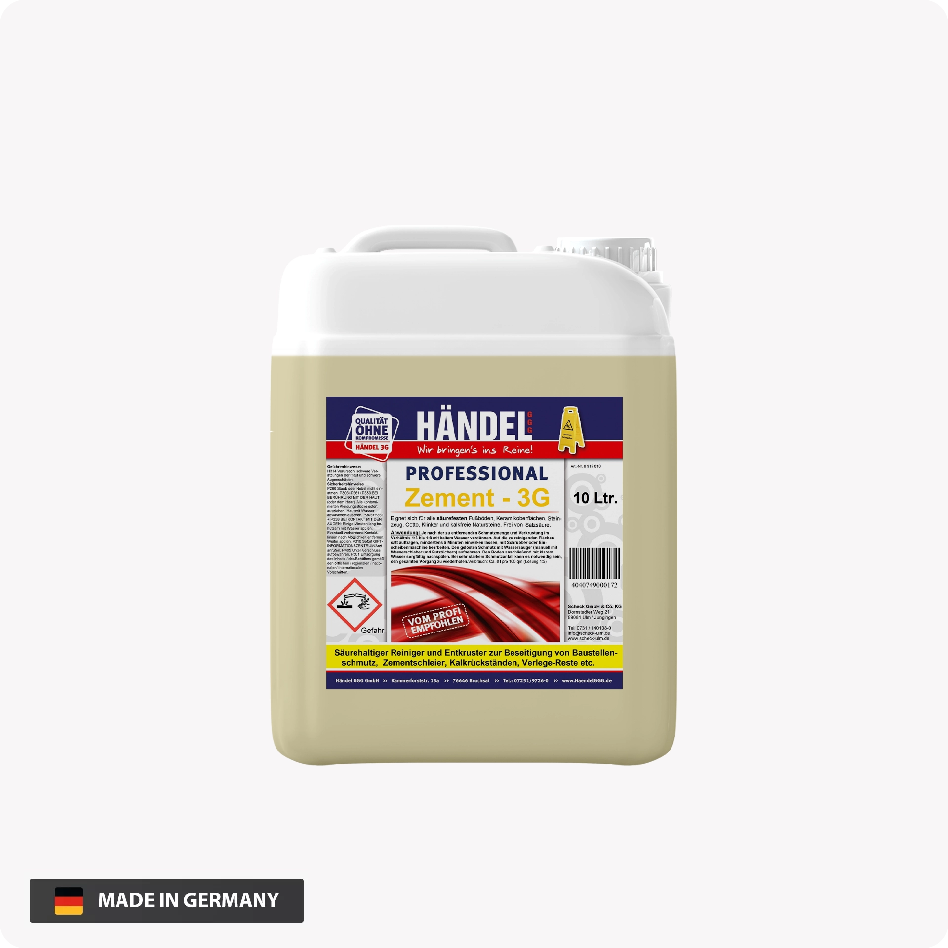 Zementschleierentferner 3G | 10 L | Reinigungsmittel gegen Zementschleier, Zementreste und vieles weitere