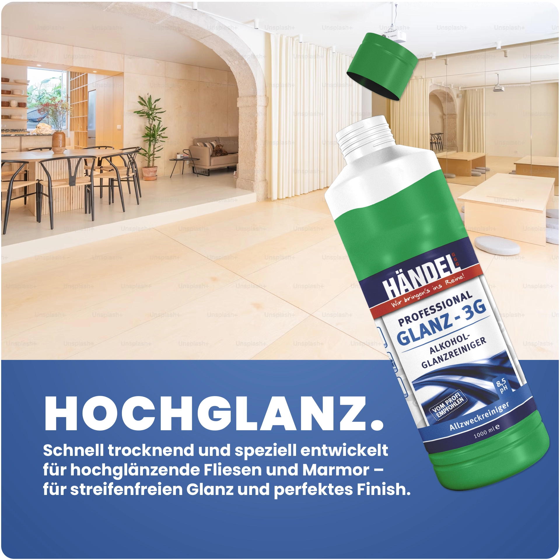 Glanz 3G - Alkohol Glanzreiniger | 1L |  für  hochglänzenden Fliesen und Marmor